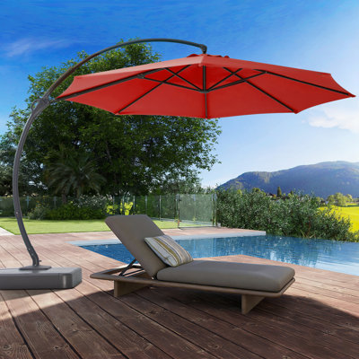 Parasol de patio décalé 12 pi avec base Yardgrace, rotation à 360 ° et inclinaison réglable, résistant aux rayons UV et à l'eau