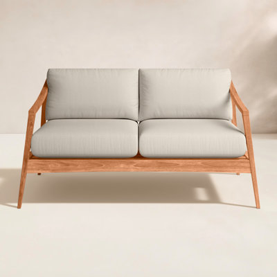 Elswick 59'' Wide Teak Loveseat with Sunbrella® Cushions