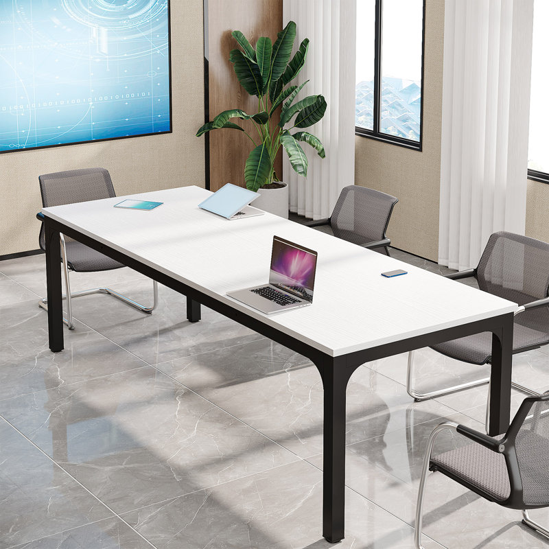 Mareme Rectangular Meeting Table, White/Black
