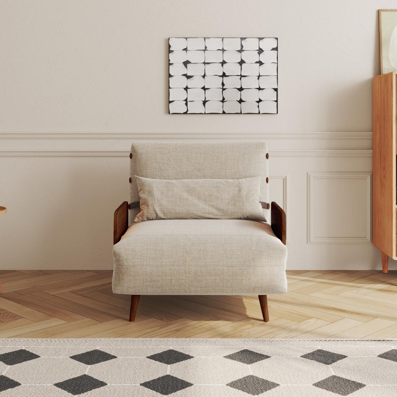  Fauteuil d'appoint inclinable Kikumi, Bois de lin brun foncé