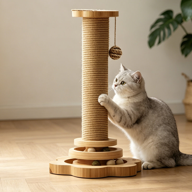 Arbre à griffes pour chat en bois massif