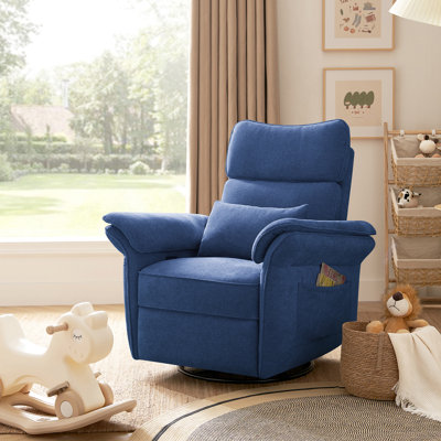 Beckette 41.75" Modern Swivel Glider Nursery Power Recliner with Adjustable Headrest