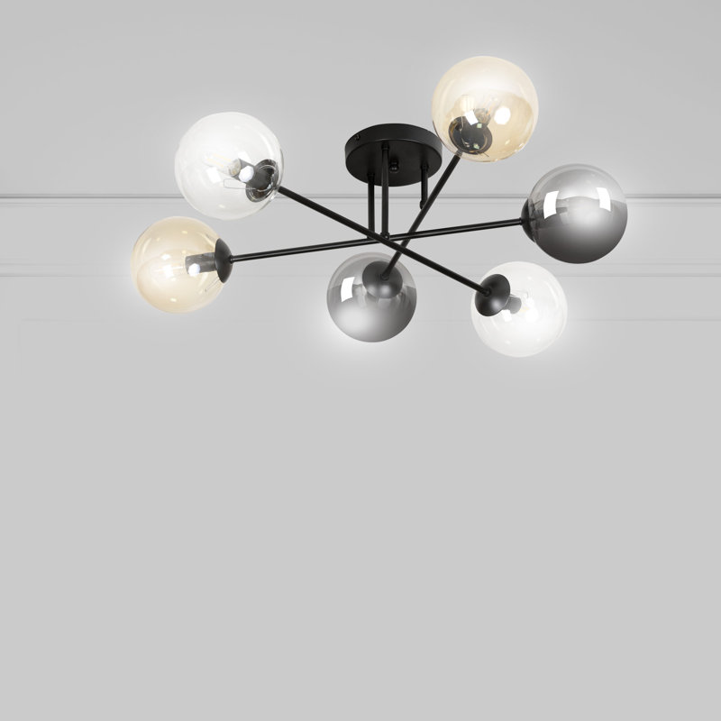 Cadesia Glass Semi Flush Mount, Graphite/Amber/Transparent