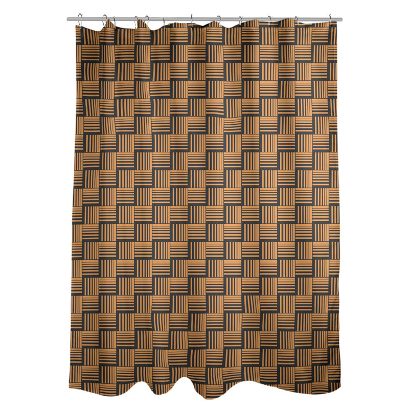 Rideau de douche simple basketweave rayures classic, Orange / Noir