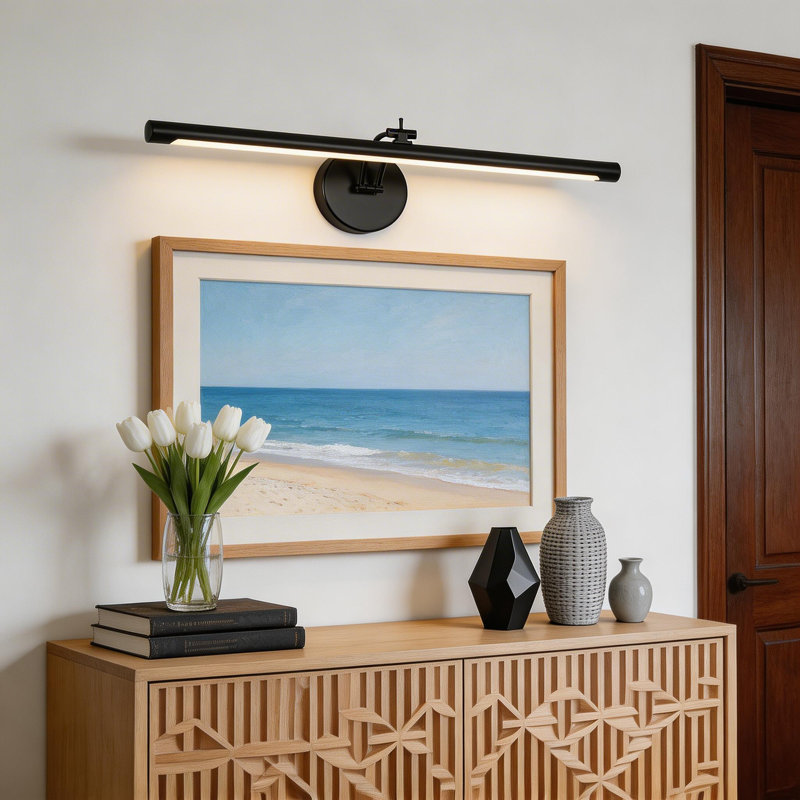 23.6" Black Dimmable Hardwired LED Picture Light with Adjustable Swing Arm LED Wall Light for Artwork