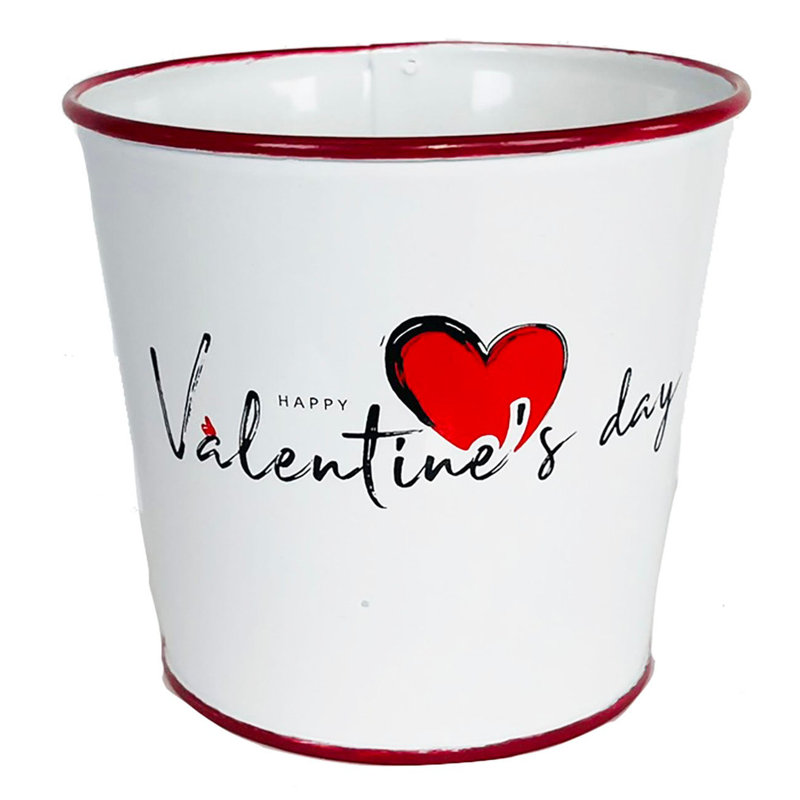 Happy Valentine'S Day Printed Metal Planter