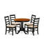L'ensemble 5 pièces de table et chaises de cuisine comprend une table de salle à manger ronde avec piédestal et 4 chaises rembourrées en tissu de lin, 36 po x 36 po, noir et cerise-140093794-219754992-140093797