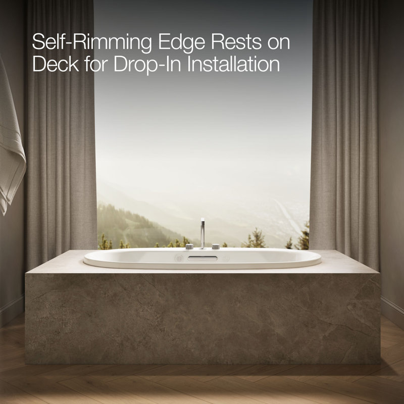 66" x 36" Drop In Undermount Air Cast Iron Bathtub with Heater, Biscuit