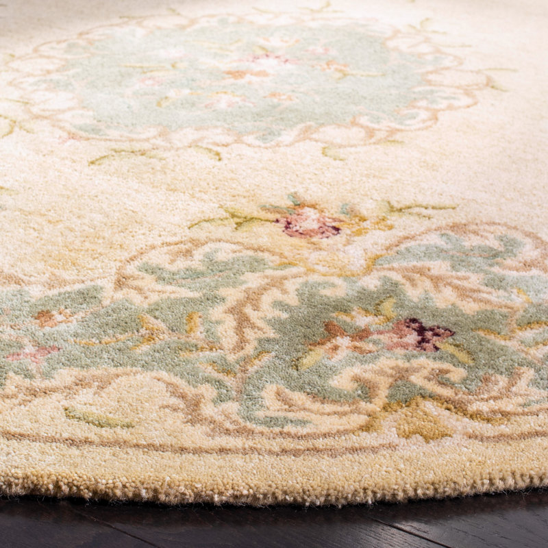 Molter Hand Tufted Wool Floral Rug, Round 6'