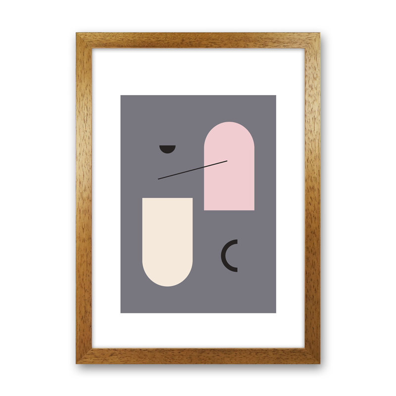 Mila Abstract Pink N5 by Pixy Paper - Print, Oak Framed, 84cm H x 59.4cm W x 3cm D