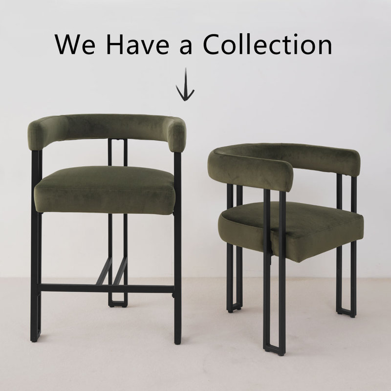 Mekah Upholstered 24'' Counter Stool Set of 2 - Metal Frame