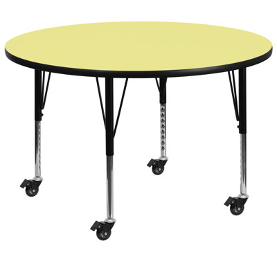 Goddard Mobile Round Laminate Activity Table with Height Adjustable Short Legs