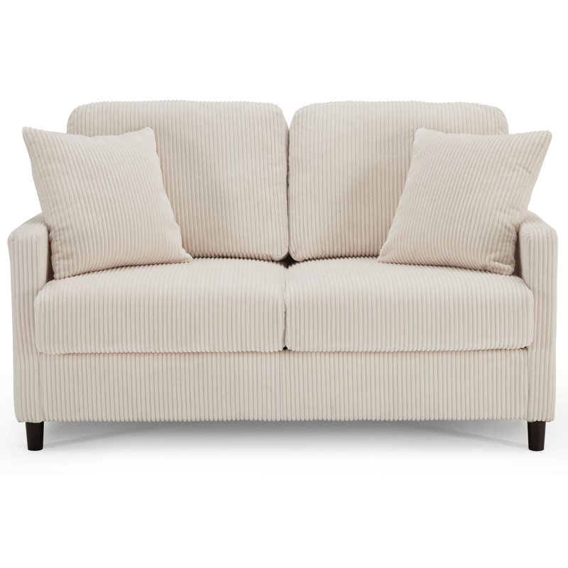 Balaton Vegan 2 Seater Upholstery Sofa with Pillows, Beige, Corduroy