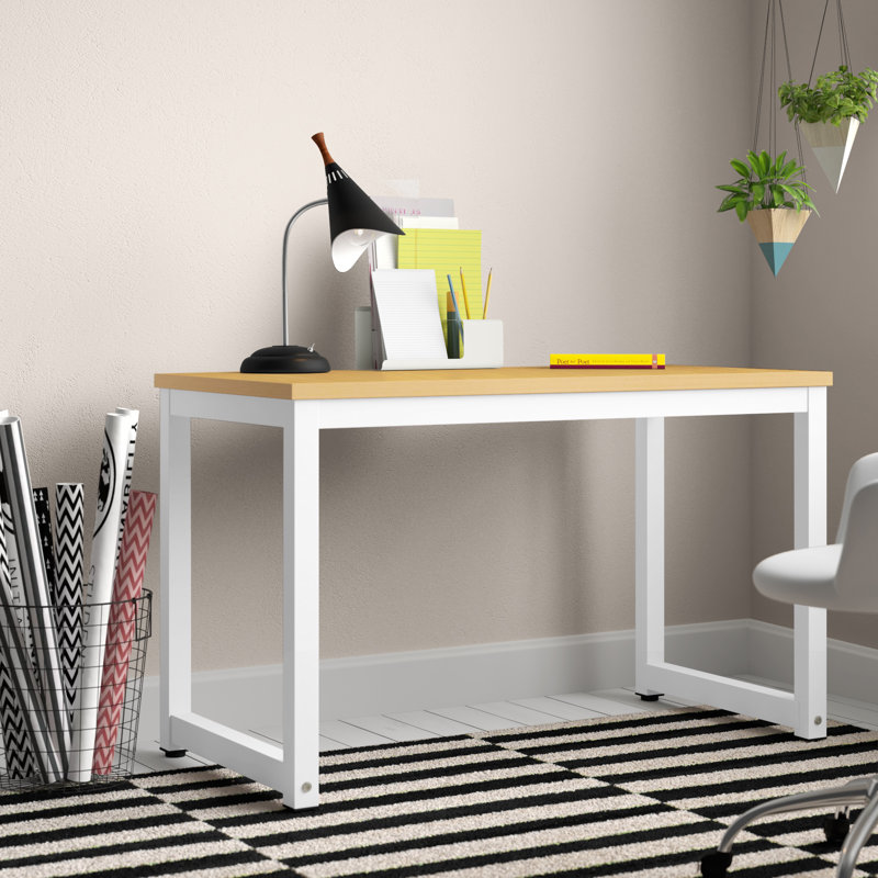 Nichole Metal Base Writing Desk, Oak/White