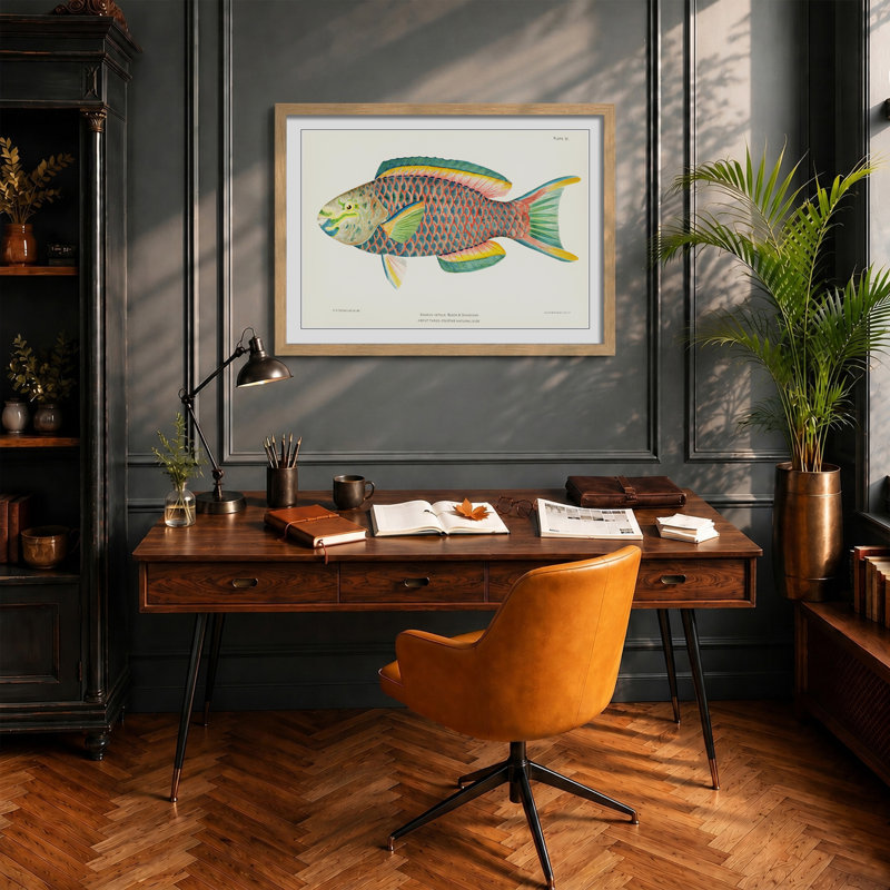 Tropical Fish by Henry Baldwin - Framed Print, 27cm H x 36cm W x 2cm D, Oak Framed