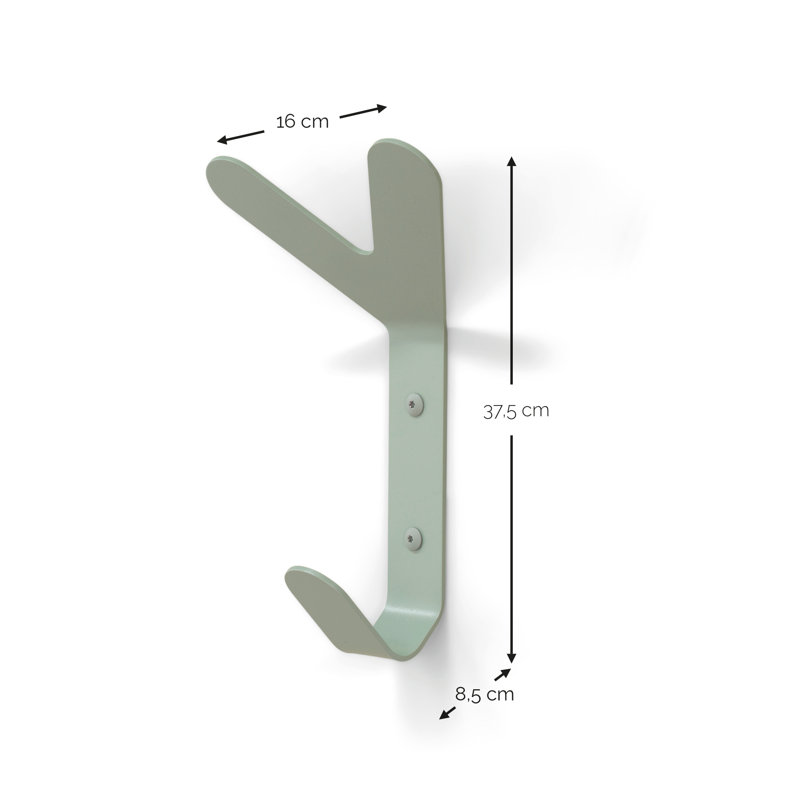 FRONDO Steel Wall 3 - Hook Coat Rack, Dusty Green