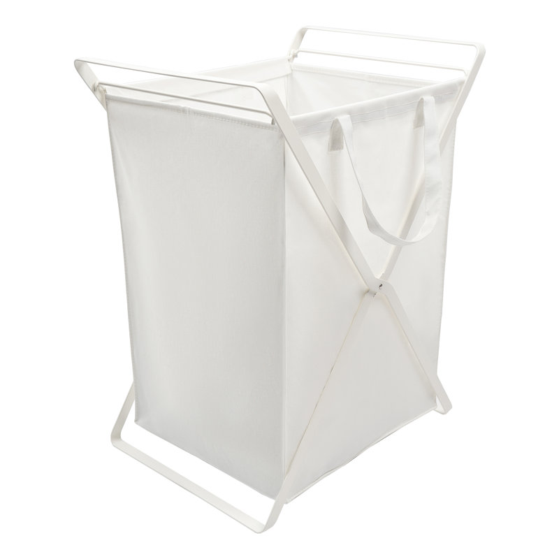 Large White Collapsible Steel Frame Laundry Hamper