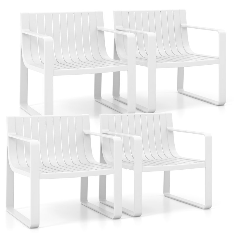 Ensemble de 4 chaises d'extérieur en plastique résistantes aux intempéries, Blanc