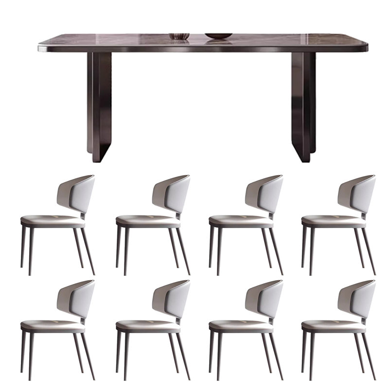 Petit appartement simple, table et chaise modernes, H 29,5 po x L 78,7 po x l 35,4 po, Gris