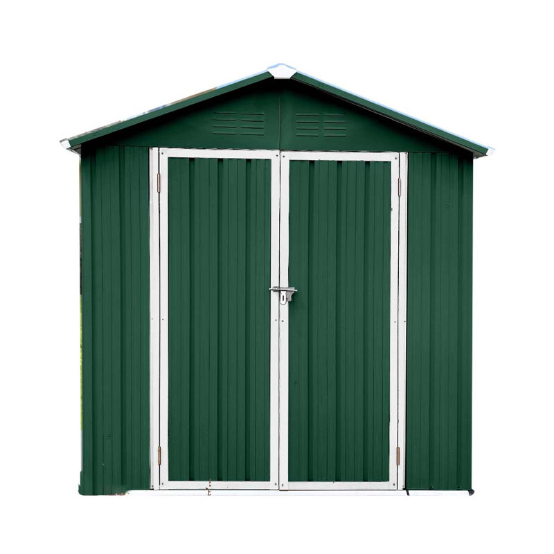 4Ft X 6Ft Outdoor Storage Shed With Apex Roof, Green/White