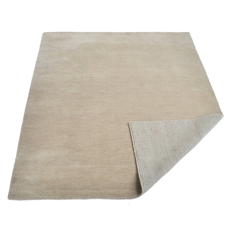 Tapis Manns en laine tissée à la main, écologique - 90 x 150 cm, rectangulaire, beige, uni, épais et à poils longs, antidérapant, idéal pour le salon et la chambre.