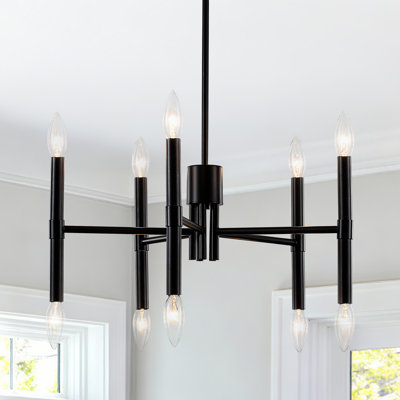 Lustre style campagne moderne 10 lumières noir