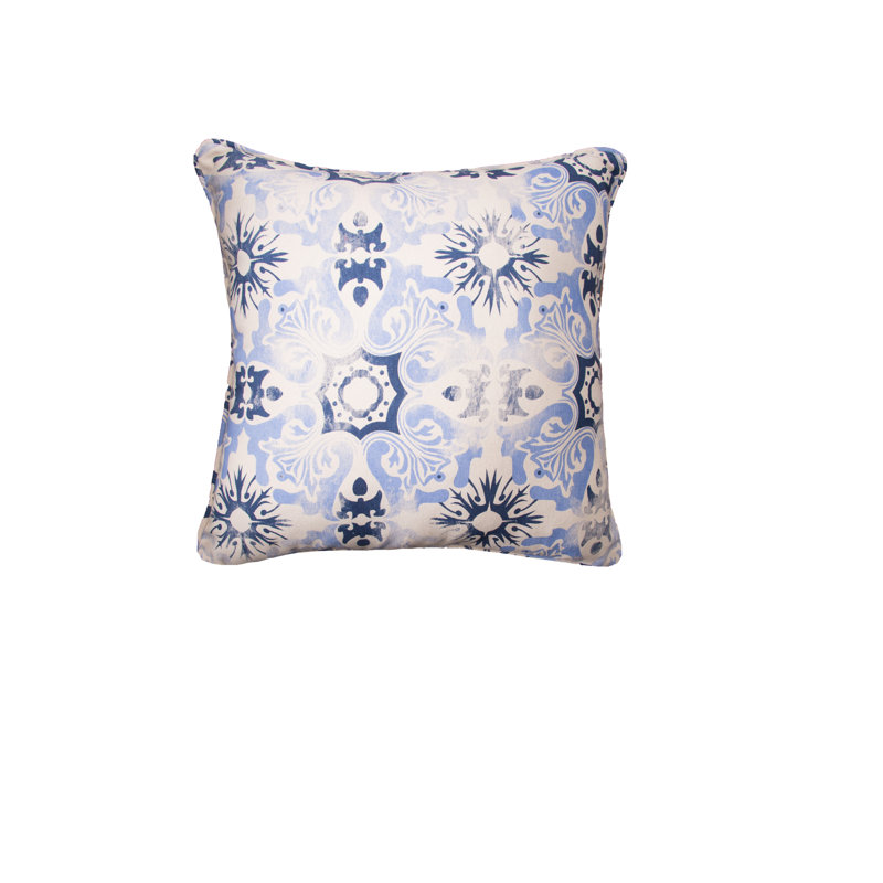 Blue Tile Woven Throw Pillow