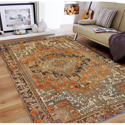 Sun Faded Vintage Heriz Larissa Orange Rug
