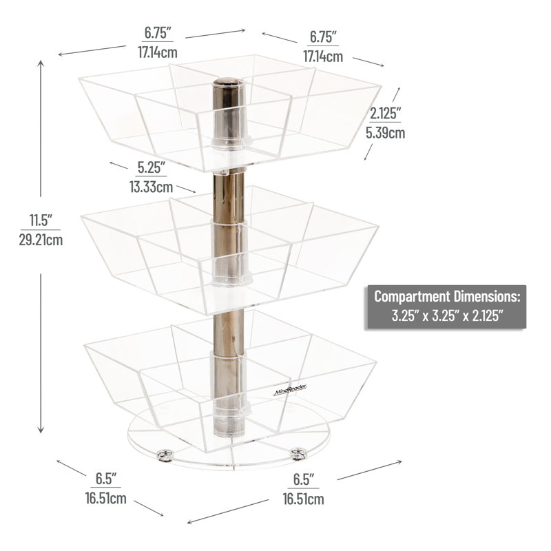 Carrousel de sachets de thé Mind Reader, organisateur en acrylique transparent à 3 niveaux avec 12 compartiments, station de thé rotative à 360 ° pour le rangement sur le comptoir