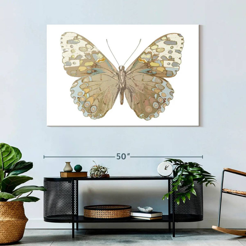 Papillon Brampt en taupe et bleu, H 32 po x l 48 po