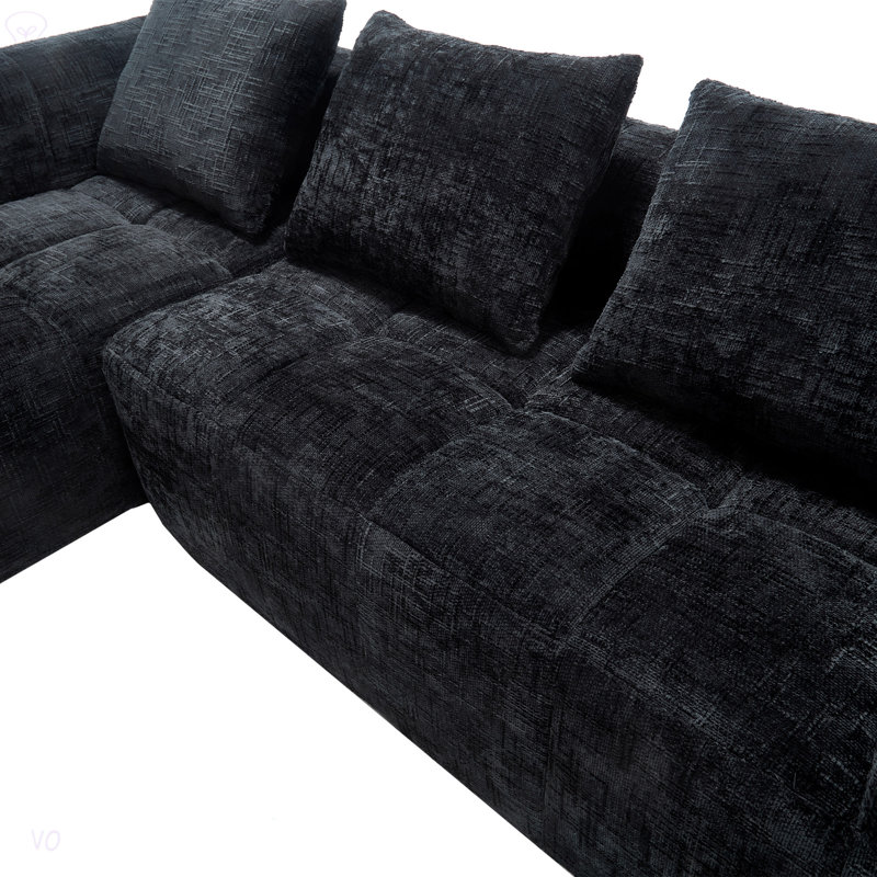 Modular Sectional Sofa, Modern Modular L-Shaped Sofa With Chaise Longue, Equipped With Small Side Pockets And Free Of Compression During Installation.