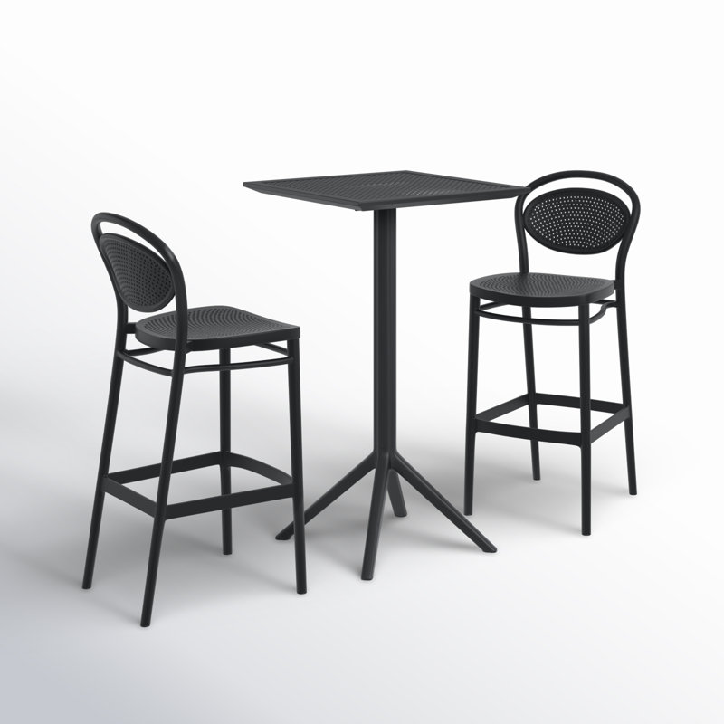 Ensemble de 3 barres de patio pliables en plastique l 23,6 po Farrah, Noir