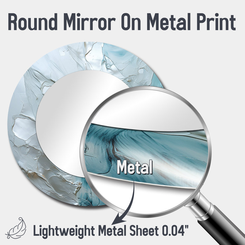 Silver Shimmer - Landscapes Large Mirror, Gray Round Decorative Wall Mirror, Printed Metal Art, 36" x 36"