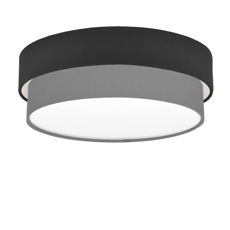 Elanaz Fabric Flush Mount, Grey, Black