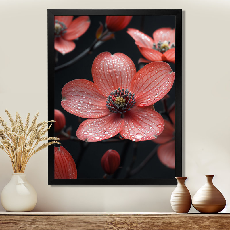 Reproduction d'art mural Dogwood II, Toile encadrée noire simple, H 32 po x l 16 po x P 1 po