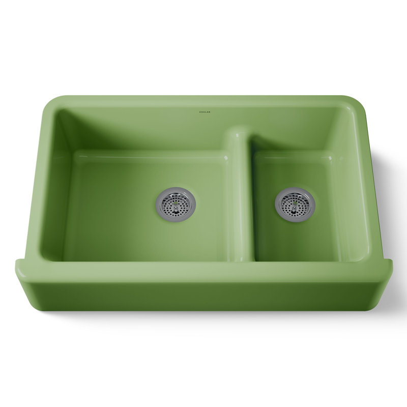 Whitehaven® 36" L x 22" W Double Basin Farmhouse Kitchen Sink, Fresh Green