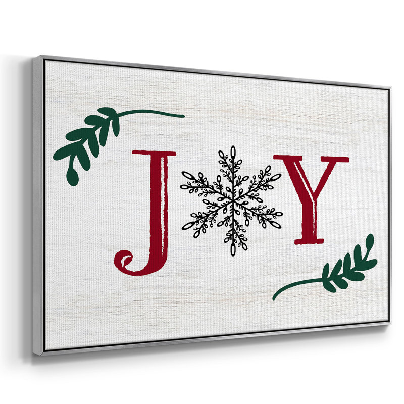 Joy, flocon de neige, Toile avec cadre argenté, H 17 po x l 25 po x P 2 po