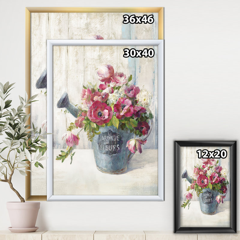 " Maison Des Fleurs I ", White Framed, 20" H x 12" W x 1" D