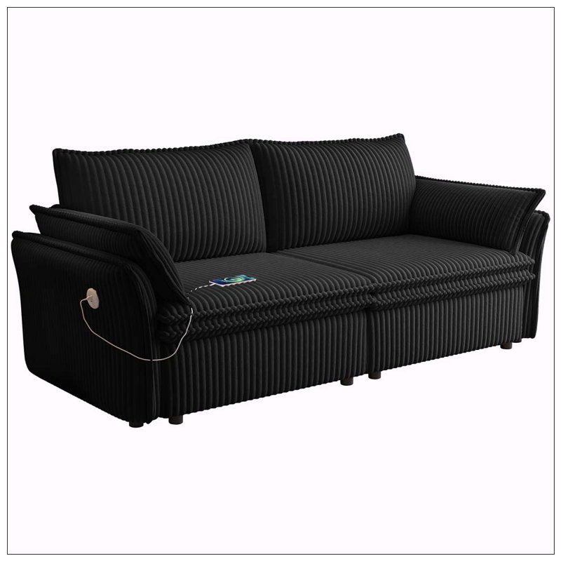 Canapé-lit de 85 pouces, lit gigogne, Black