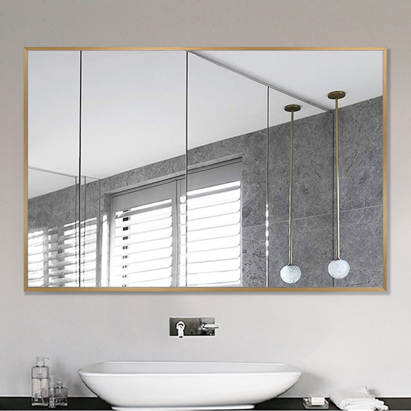 Jarrell Metal Flat Wall Mirror, Gold