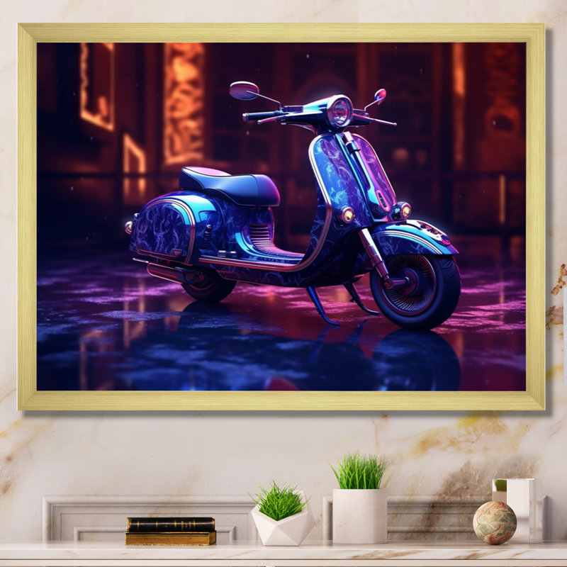 Scooter City Rides III, Encadrement doré, H 12 po x l 20 po x P 1 po