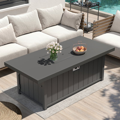 Table de foyer d'extérieur en aluminium noir de 50 000 BTU 50 po