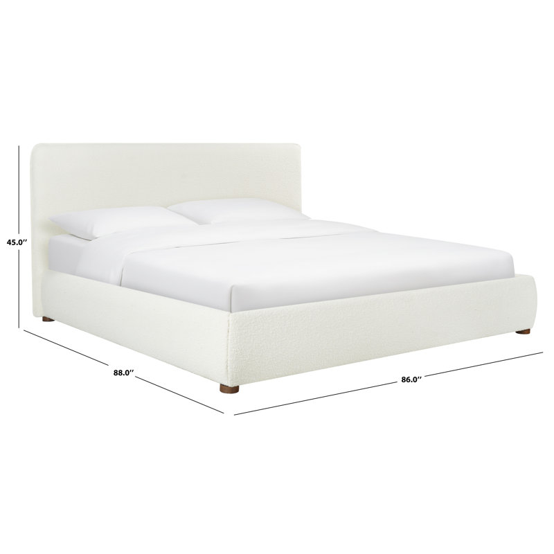 Callahan Upholstered Bed, King, Ivory Boucle