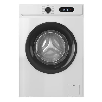 Machine à laver à chargement frontal de 2,5 pieds cubes, laveuse à linge complètement automatique avec 9 cycles de lavage, tambour en acier inoxydable, contrôle DEL, pour appartements, blanc