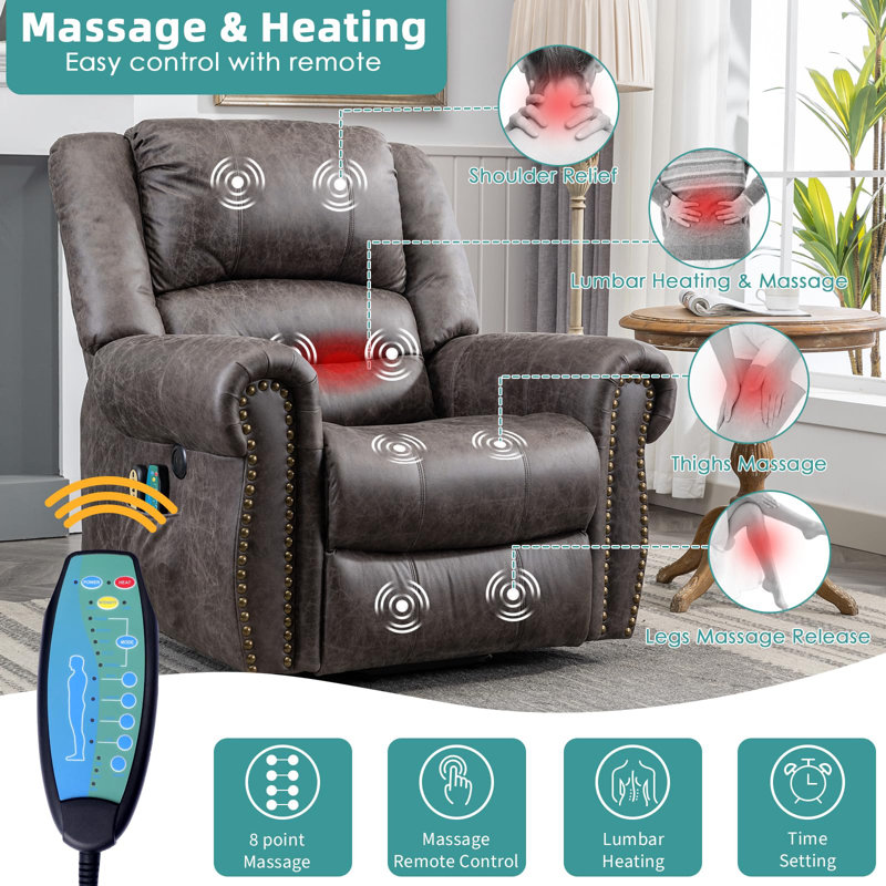 Rushun Upholstered Lift Assist Power Recliner, Gray