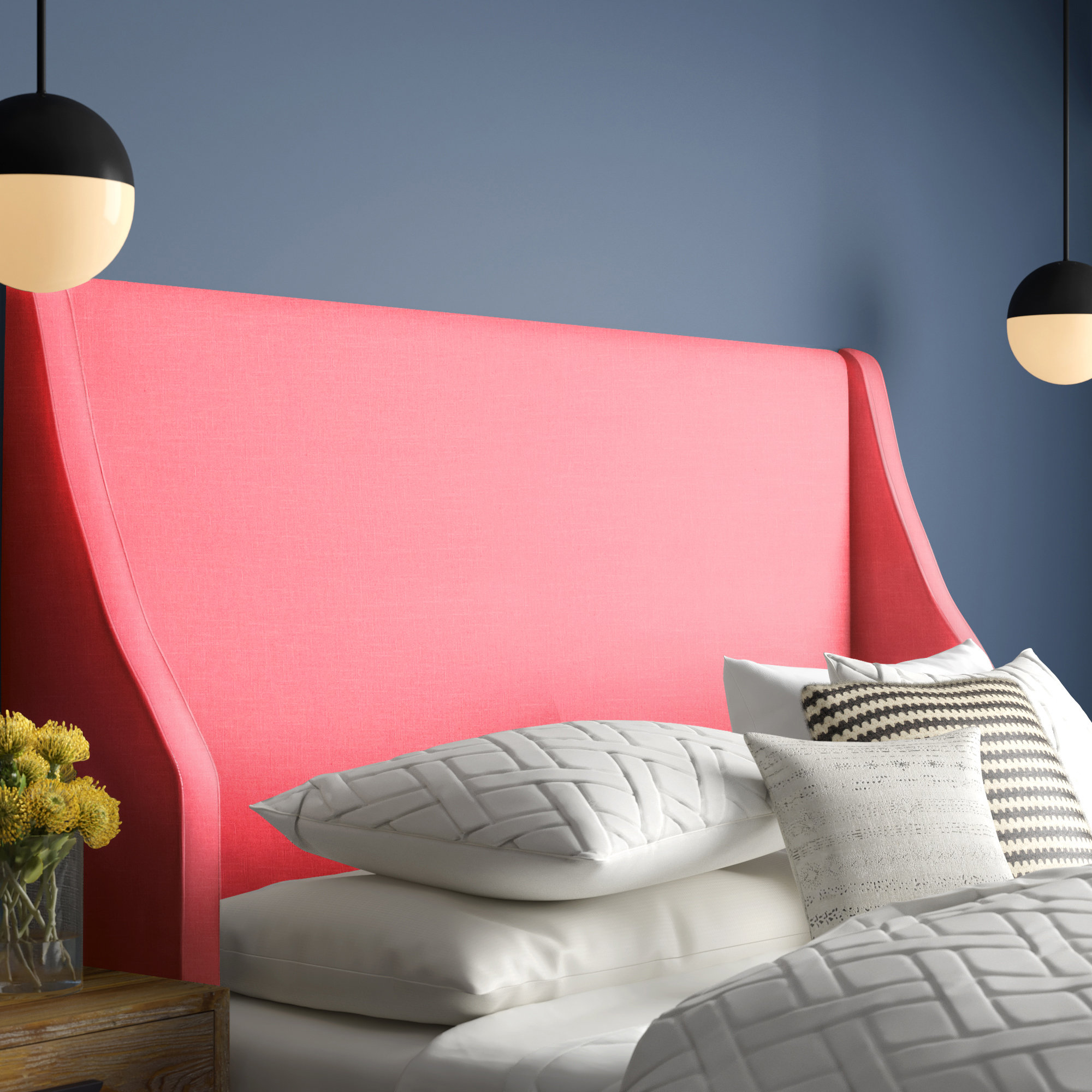 Riane Upholstered Headboard, California King, Zuma Navy Textured Linen