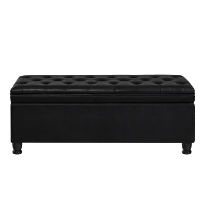 Upholstered tufted button storage bench