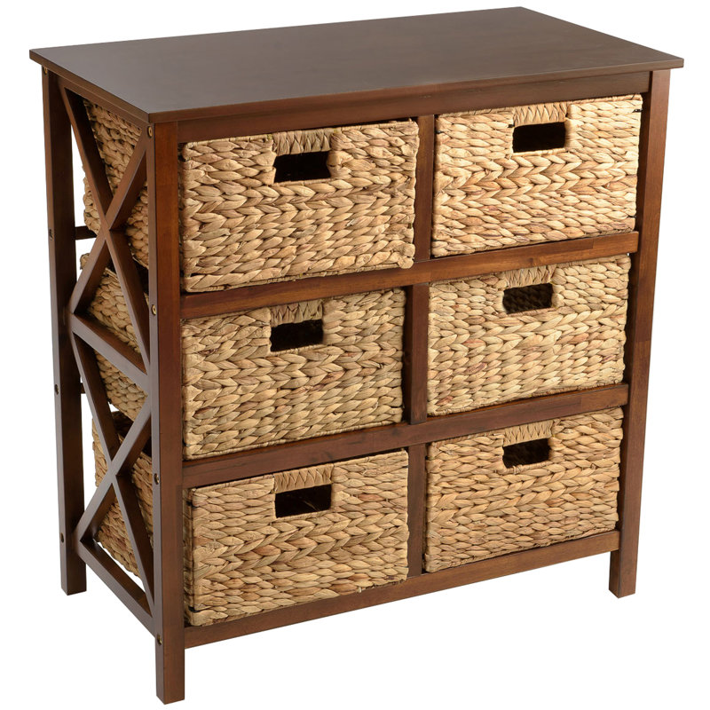 Moise Solid Wood 6 - Drawer Storage Cabinet, Walnut