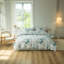 Ensemble de housse de couette 100% coton lavé Schexnayder - Aspect lin, imprimé feuilles de sauge, respirant avec fermeture à glissière-1461753491