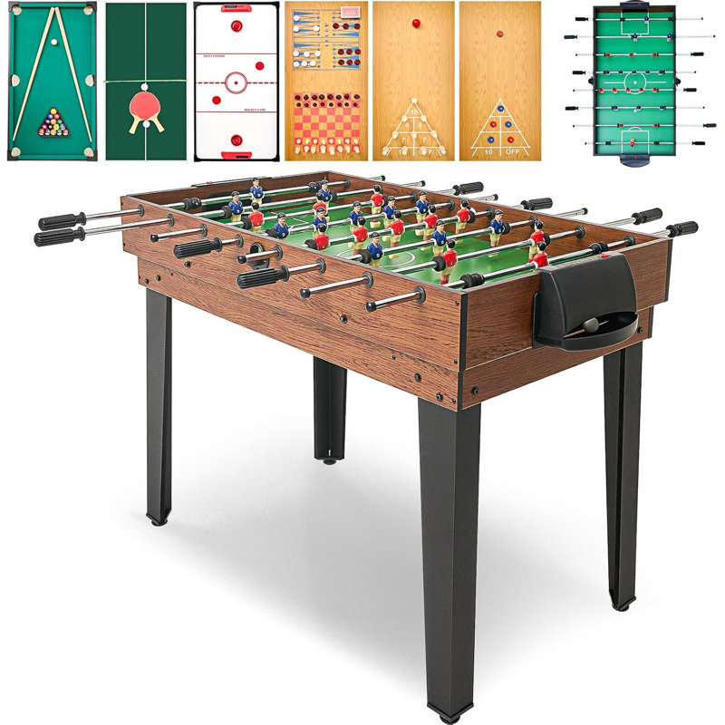 12-In-1 Combo Game Table Set For Adults, Multi Game Table For Game Room, Friends & Family /Hockey, Football, Pool